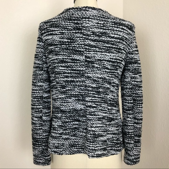 H&M black & white waterfall collar open cardigan - Picture 2 of 6